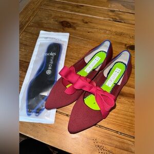 Rothy’s Mary Jane Red Bow Point Flats